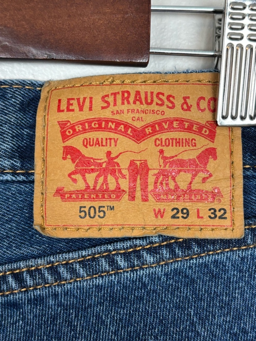 Levi Strauss Jeans Mens 29x32 Blue 505 Regular Straight Leg Denim Red Tab - Picture 8 of 10
